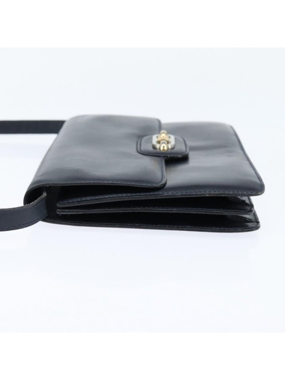 Authentic CELINE Shoulder Bag Leather Navy Gold - Picture 10 of 16
